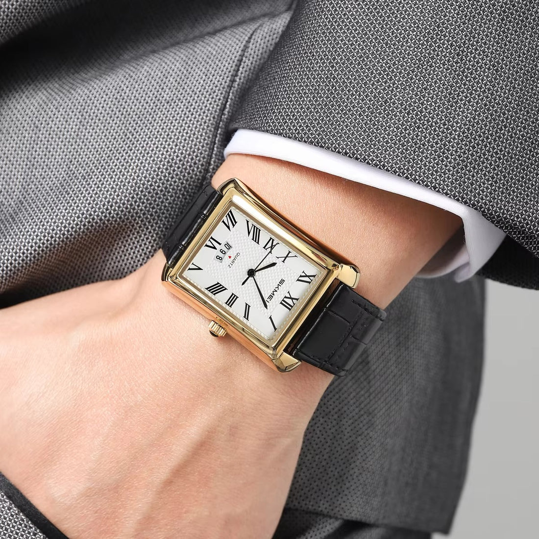 SKMEI 2575 Leather Strap Business Watch - Black - Image 3