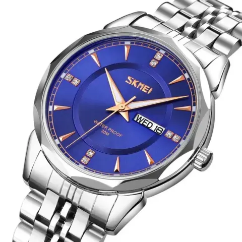 Skmei 9268 Luxury Quartz Movement Bussines Case Waterproof Watch - Silver Blue