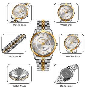 SKMEI 9268 Luxury Quartz Movement Bussines Case Waterproof Watch - Silver Gold - Image 8