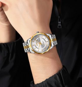 SKMEI 9268 Luxury Quartz Movement Bussines Case Waterproof Watch - Silver Gold - Image 5