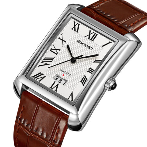 SKMEI 2575 Leather Strap Business Watch - Chocolate
