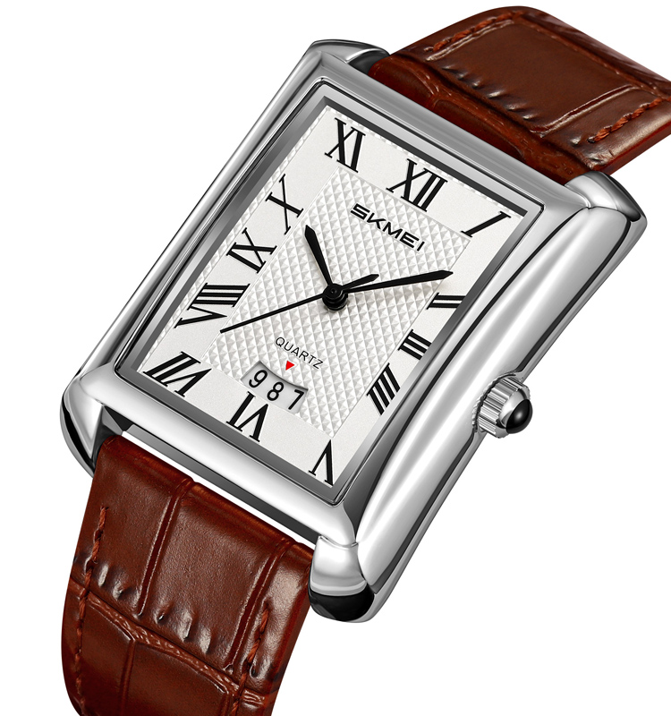 SKMEI 2575 Leather Strap Business Watch - Chocolate